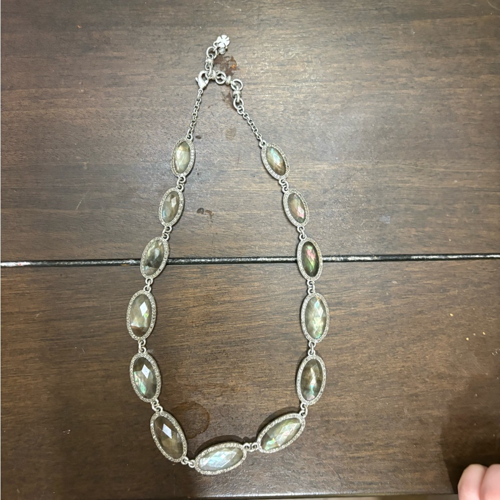 Lucky Brand Silver Necklace with Iridescent Stones
